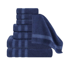 Brea Zero Twist Cotton Ribbed Geometric Border 8 Piece Towel Set