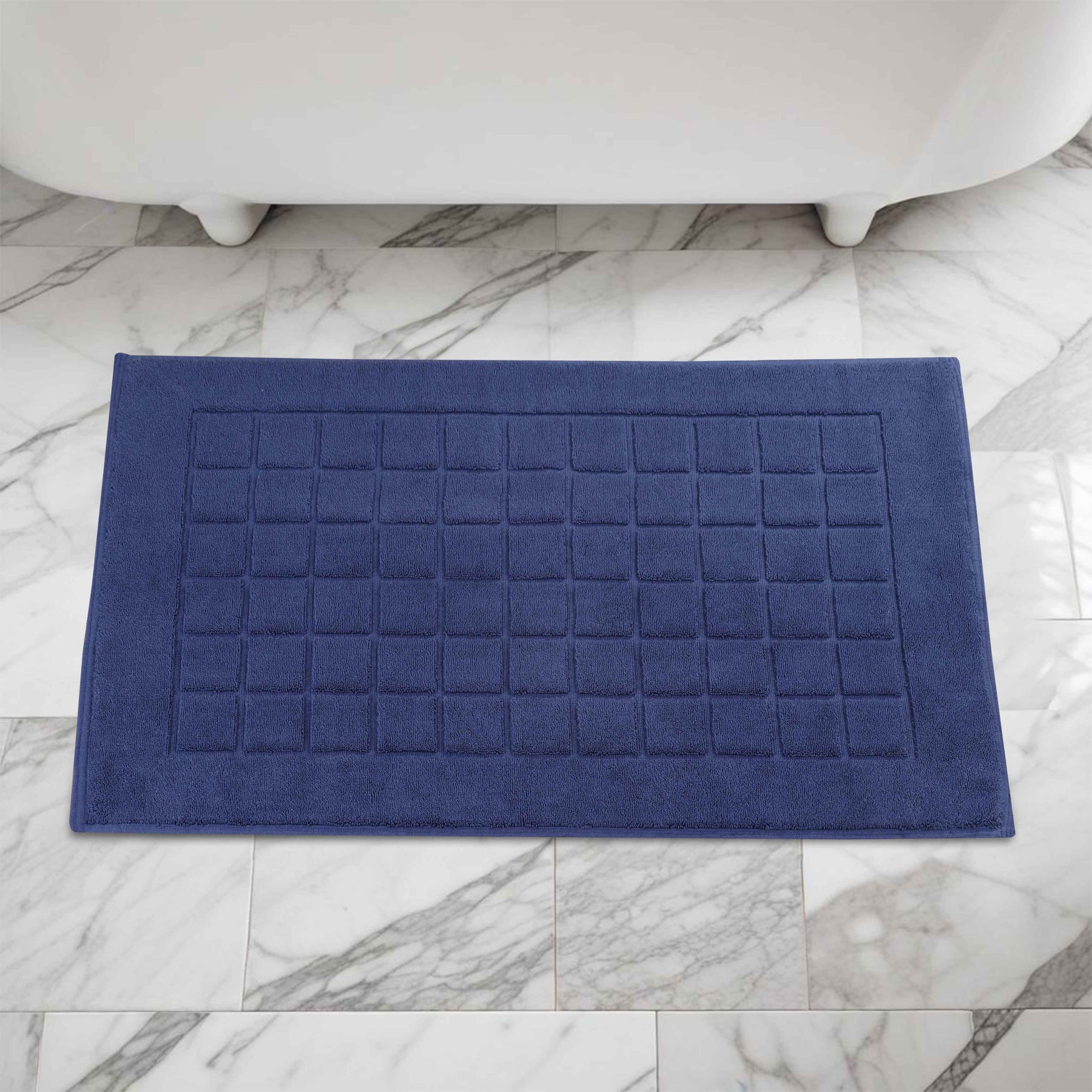 Nora Cotton Solid Absorbent Thick Checkered Washable Bath Mat Set of 2