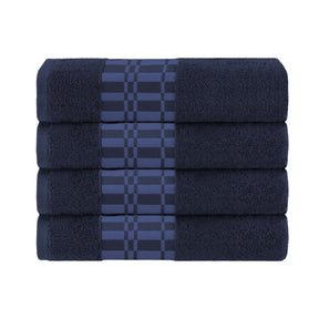 Larissa Cotton Geometric Border Bath Towel Set of 4