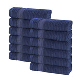 Brea Zero Twist Cotton Ribbed Geometric Border Face Towel Set of 12 - Face Towel by Superior