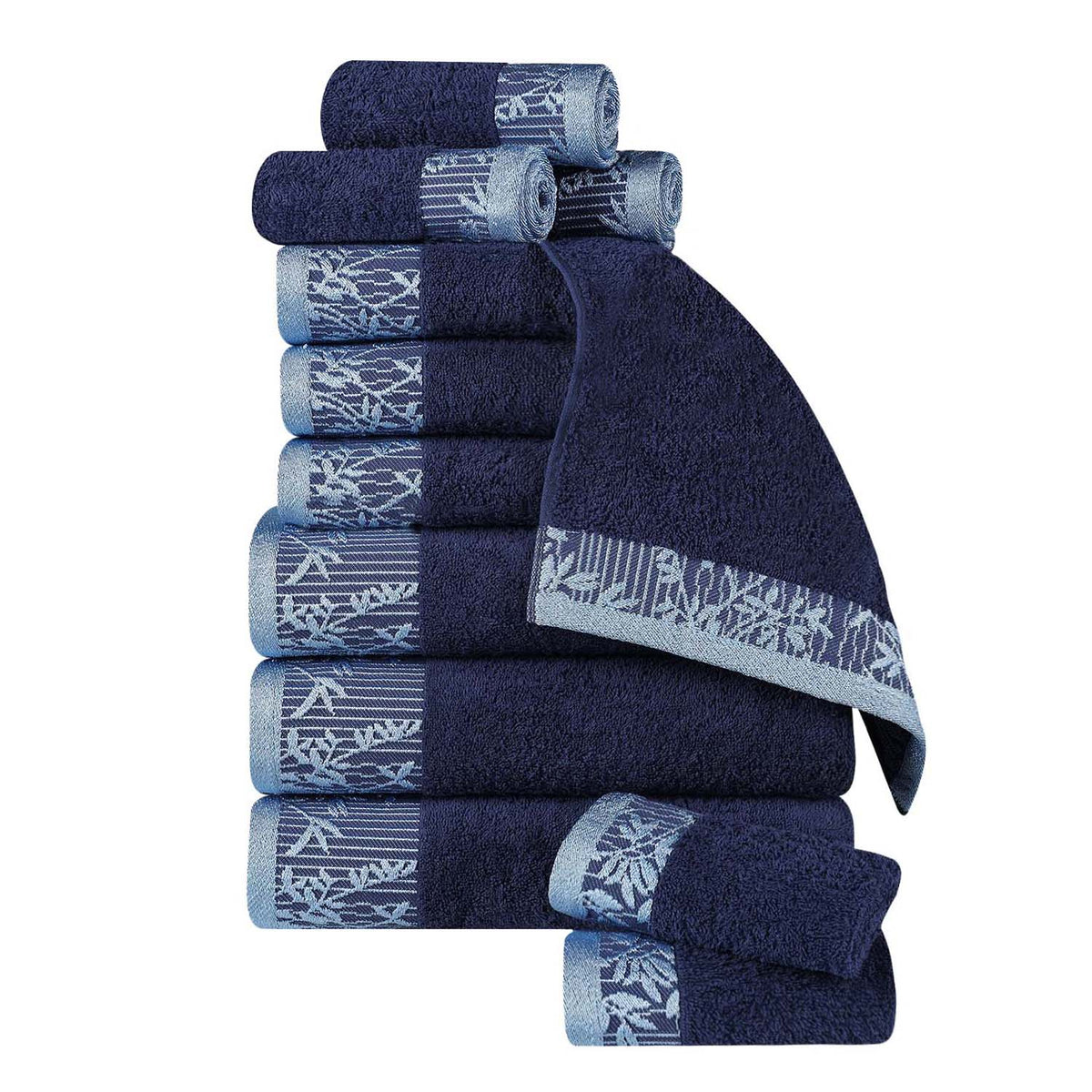 Wisteria Cotton Medium Weight Floral Jacquard 12 Piece Towel Set