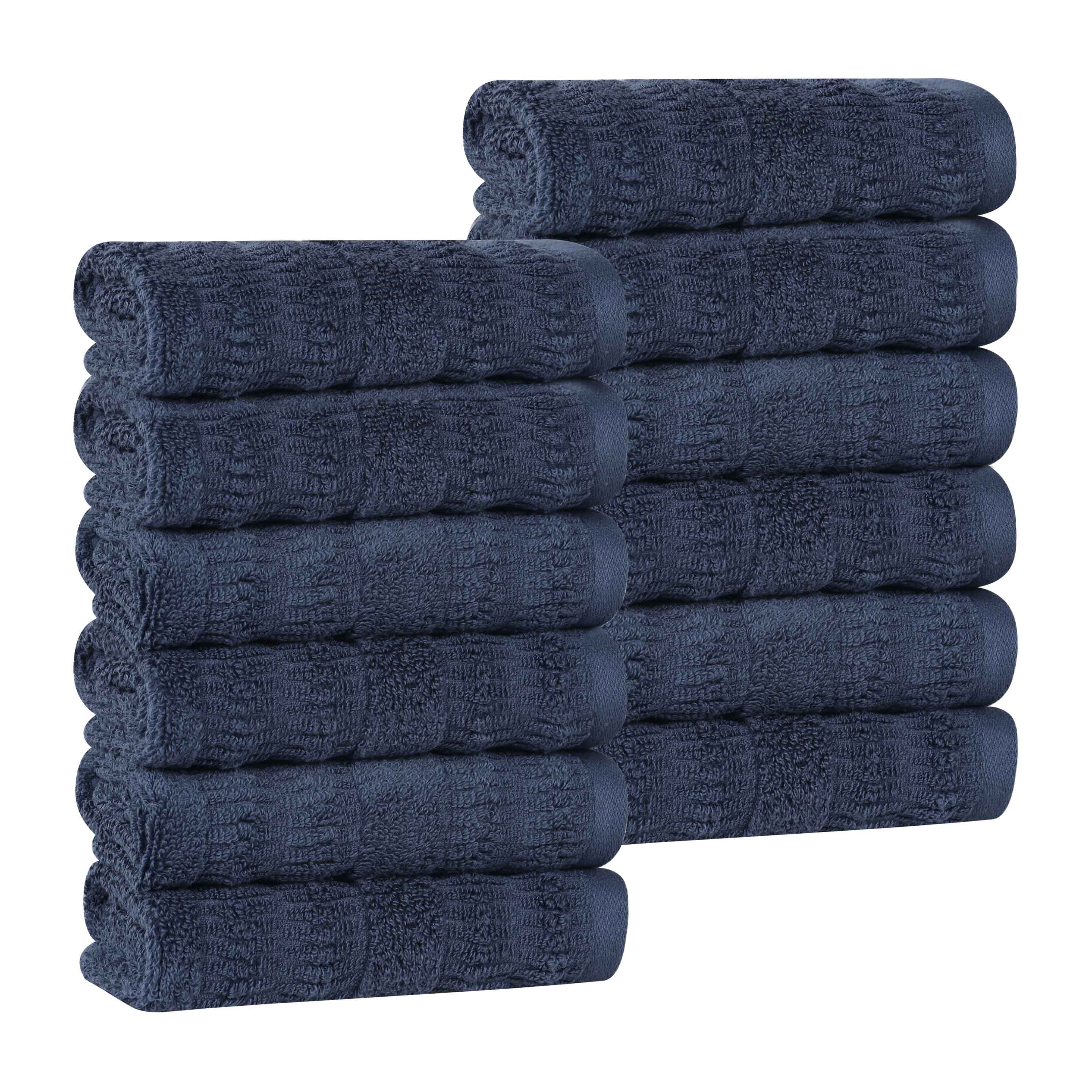 Mika Smart Twist Cotton Solid Textured Ribbed Face Towels, Set of 12 - Face Towel by Superior