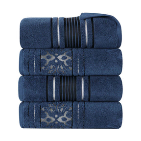 Sadie Zero Twist Cotton Solid and Jacquard Floral Bath Towel Set of 4