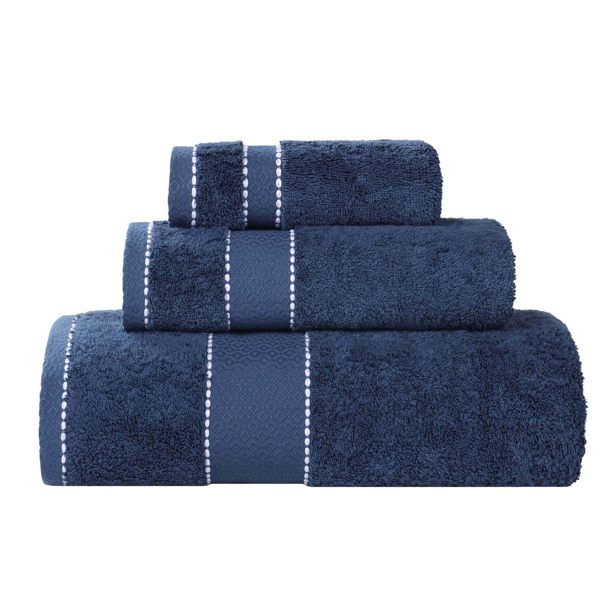 Niles Egyptian Giza Cotton Plush Heavyweight Soft 3 Piece Towel Set - NavyBlue