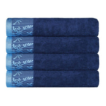 Wisteria Cotton Medium Weight Floral Jacquard Bath Towels, Set of 4