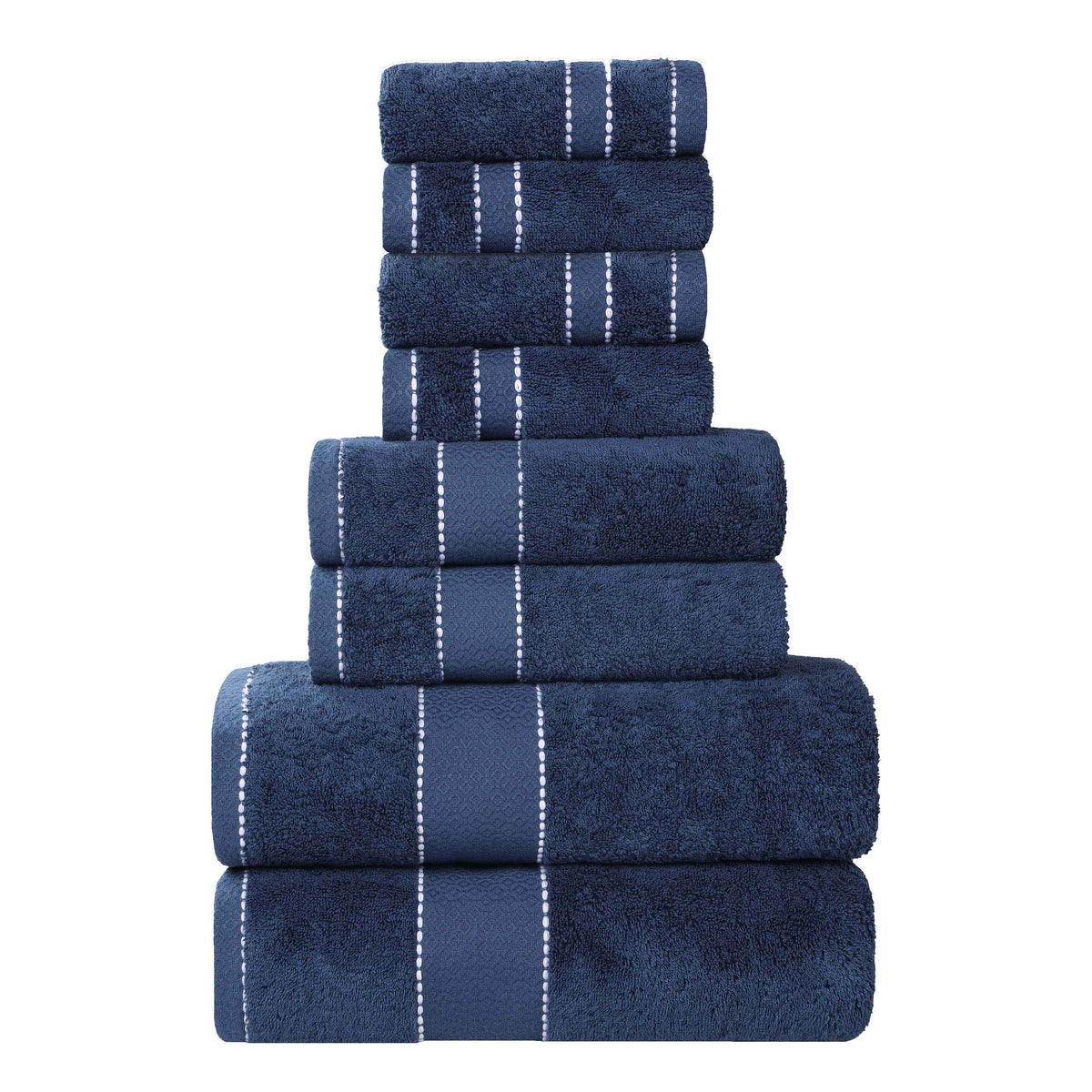 Niles Egyptian Giza Cotton Plush Heavyweight Soft 8 Piece Towel Set - NavyBlue