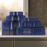 Sadie Zero Twist Cotton Solid and Jacquard Floral 6 Piece Towel Set - Towel Set by Superior