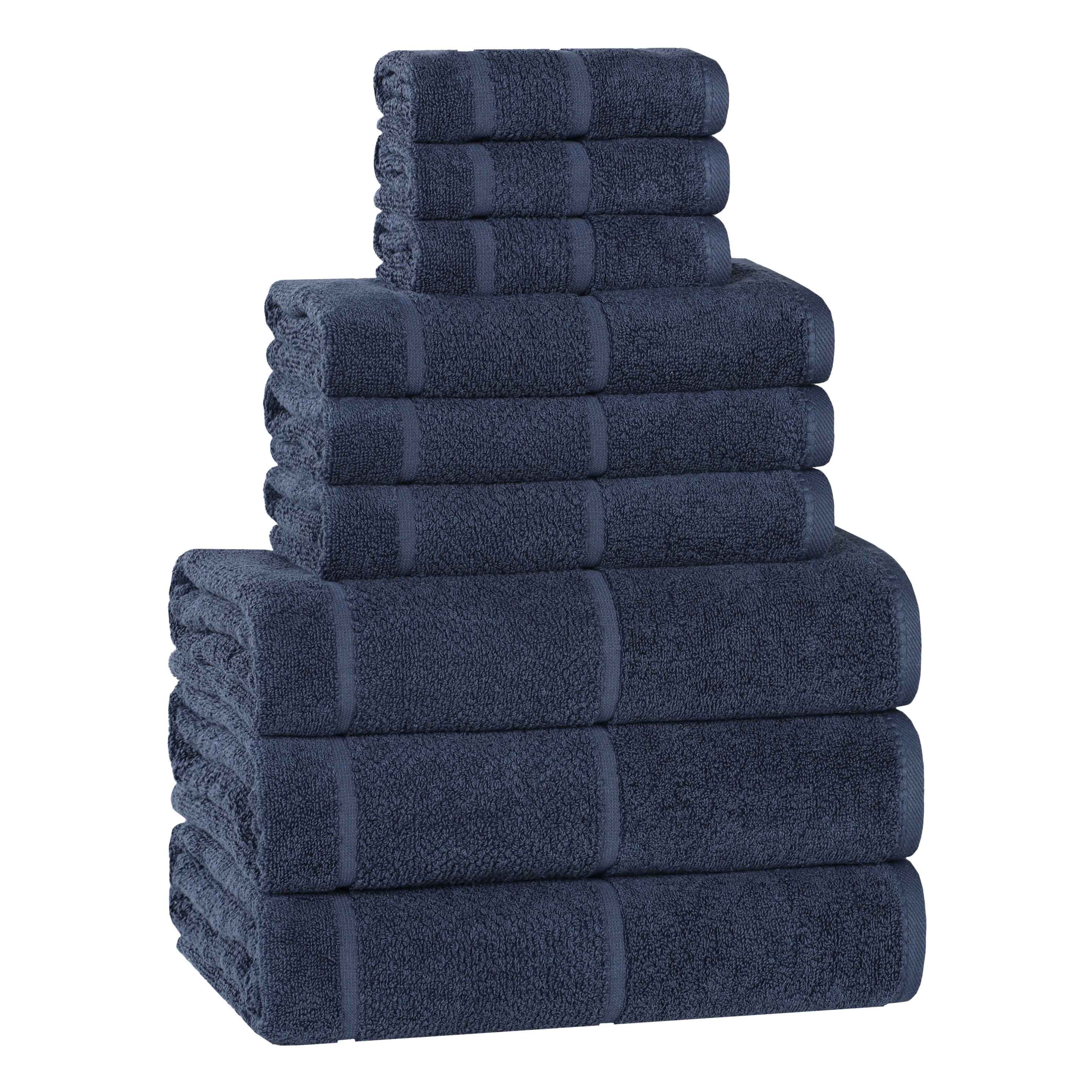 Mile Smart Twist Cotton Solid Thick Border 9 Piece Towel Set - Towel Set by Superior