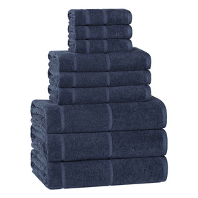 Mile Smart Twist Cotton Solid Thick Border 9 Piece Towel Set