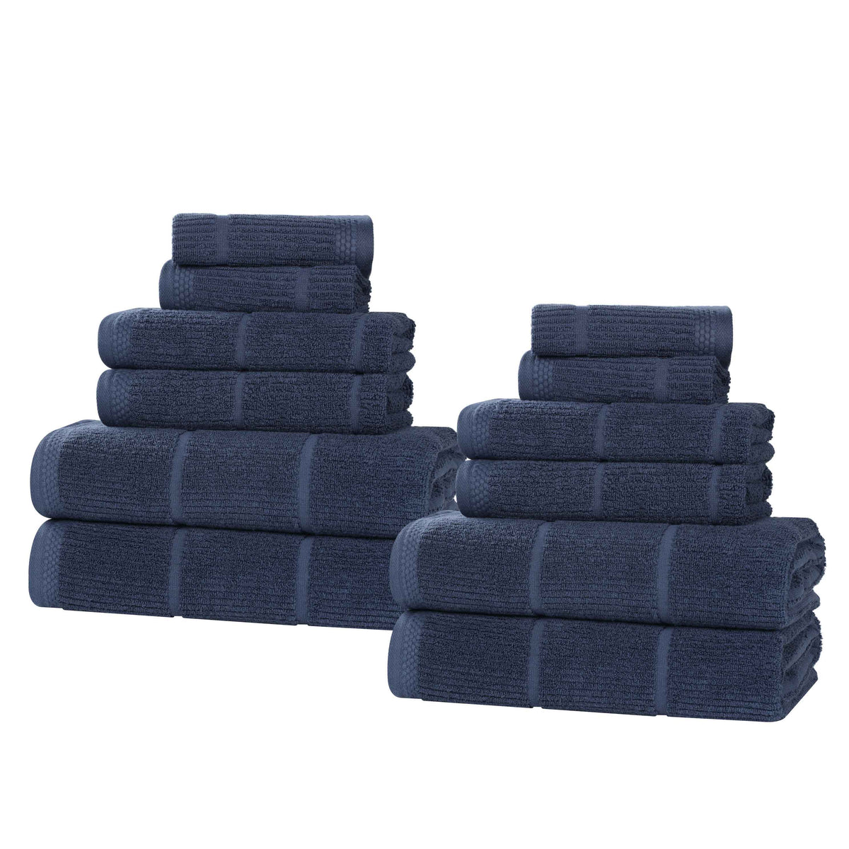 Milo Smart Twist Cotton Medium Weight Solid Ribbed 12 Piece Towel Set