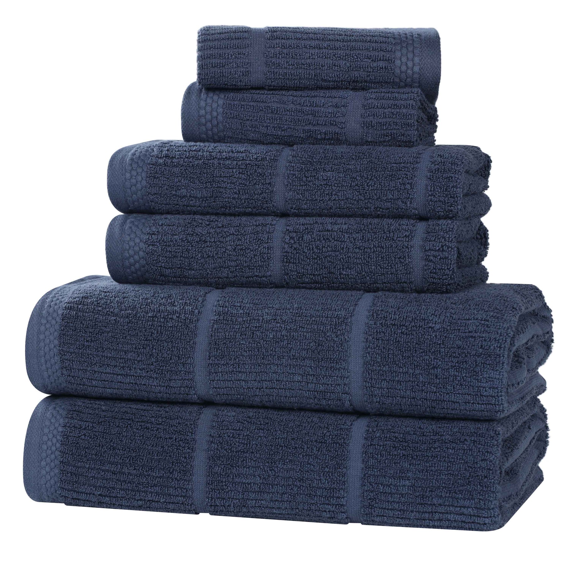 Milo Smart Twist Cotton Medium Weight Solid Ribbed 6 Piece Towel Set