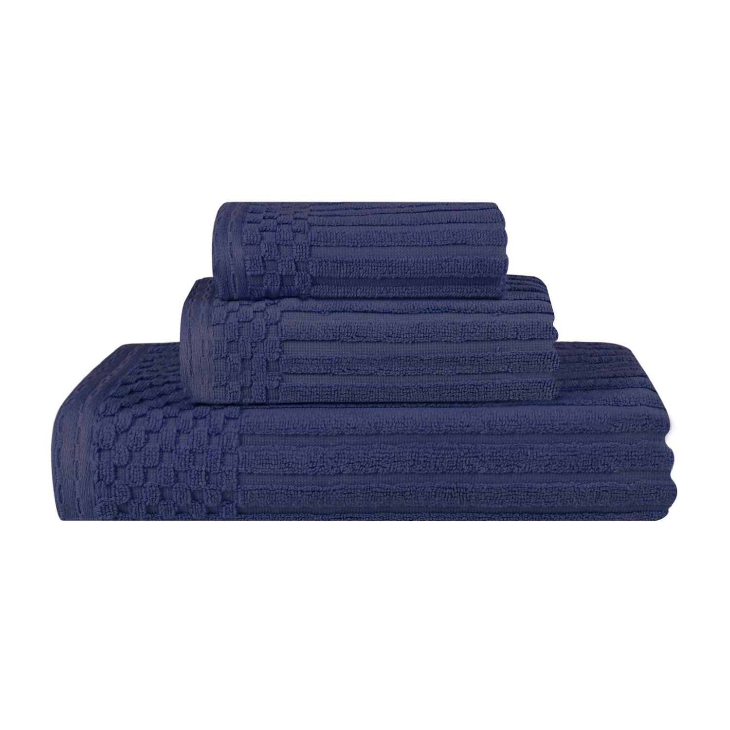 Soho Ribbed Cotton Absorbent 3 Piece Assorted Towel Set - Towel Set by Superior