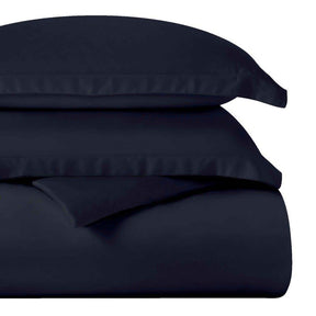 Egyptian Cotton 400 Thread Count Solid Luxury Duvet Cover Set - NavyBlue