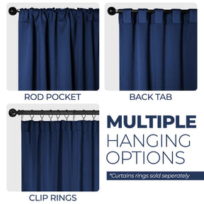 Solid Room Darkening Blackout Curtain Panels, Back Tabs, Set of 2 - NavyBlue