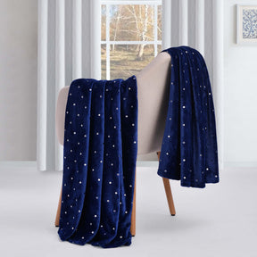 Fleece Plush Medium Weight Fluffy Soft Decorative Blanket Or Throw - NavyBlue