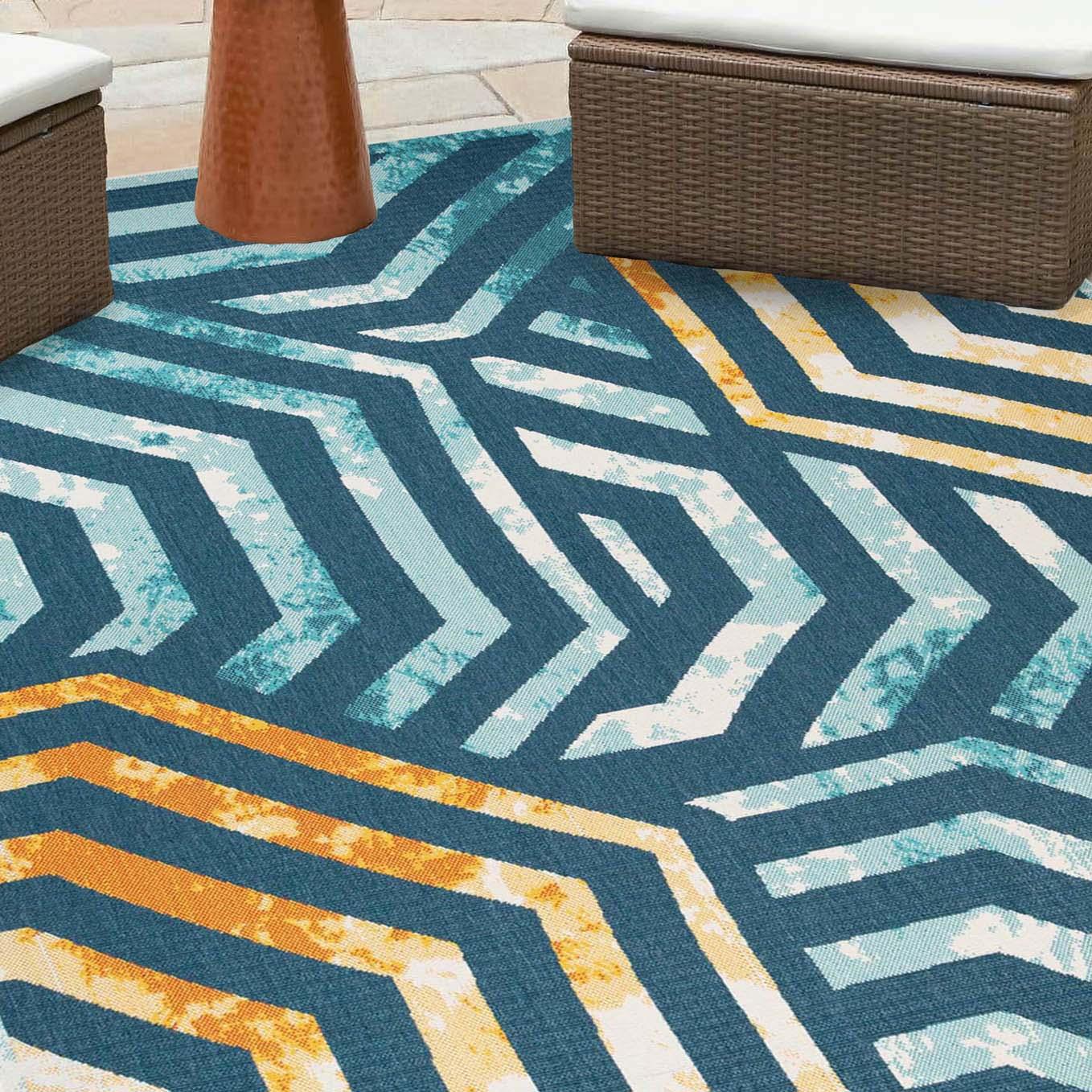 Waimea Modern Geometric Coastal Indoor Outdoor Area Rug - Rugs by Superior - Superior 