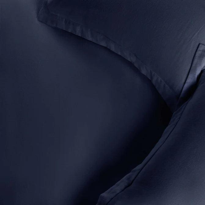 Cotton Flannel Solid Duvet Cover Set with Button Closure - NavyBlue