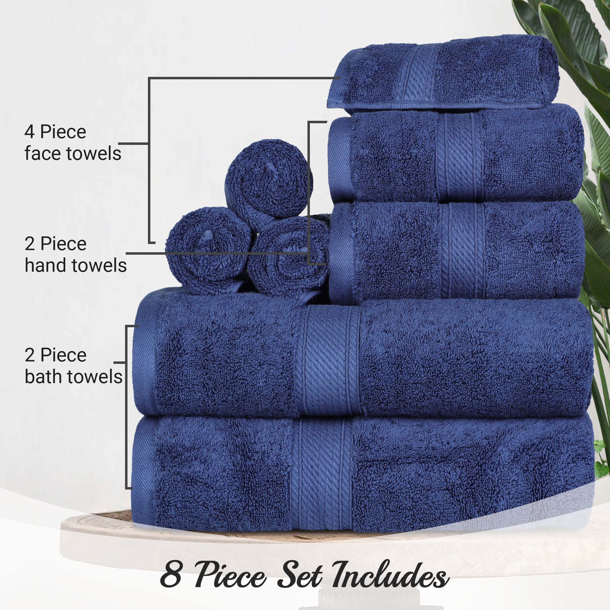 Madison Egyptian Cotton Pile Plush Heavyweight 8 Piece Towel Set - Towel Set by Superior