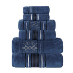 Sadie Zero Twist Cotton Solid and Jacquard Floral 6 Piece Towel Set - Towel Set by Superior