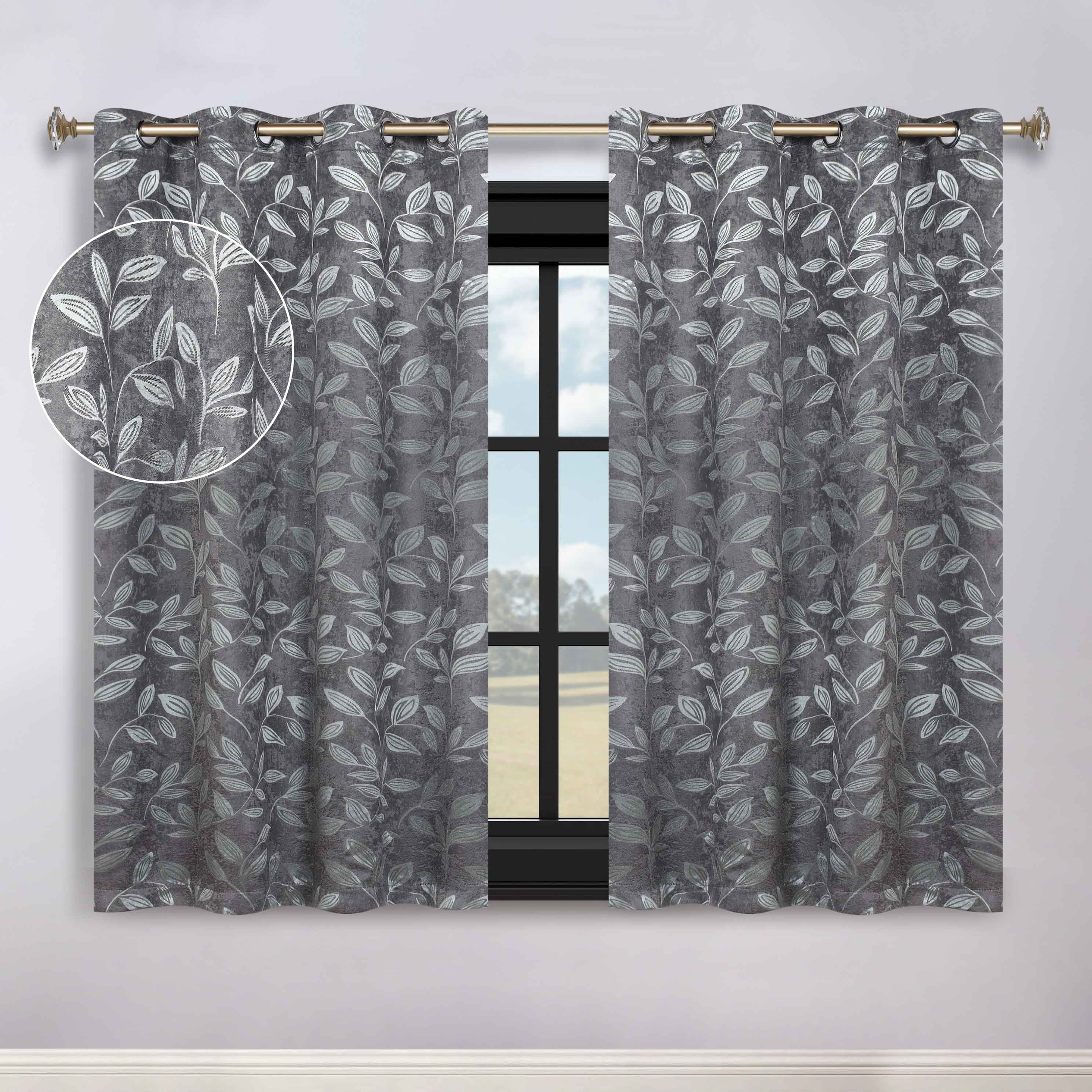 Leaves Room Darkening Washable Blackout Curtain Panels, Set of 2 - Blackout Curtains by Superior