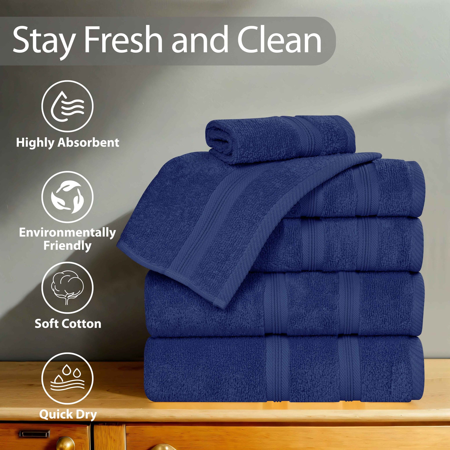 Smart Dry Zero Twist Cotton Medium Weight Bath Sheets, Set of 2