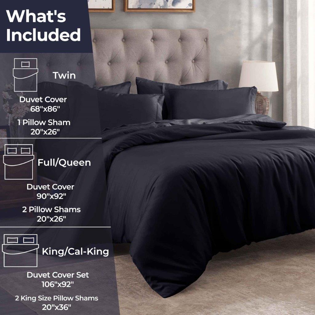 Egyptian Cotton 400 Thread Count Solid Luxury Duvet Cover Set - NavyBlue