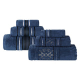 Sadie Zero Twist Cotton Solid and Jacquard Floral 6 Piece Towel Set - Towel Set by Superior