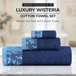 Wisteria Cotton Medium Weight Floral Jacquard Border 6 Piece Towel Set - Towel Set by Superior