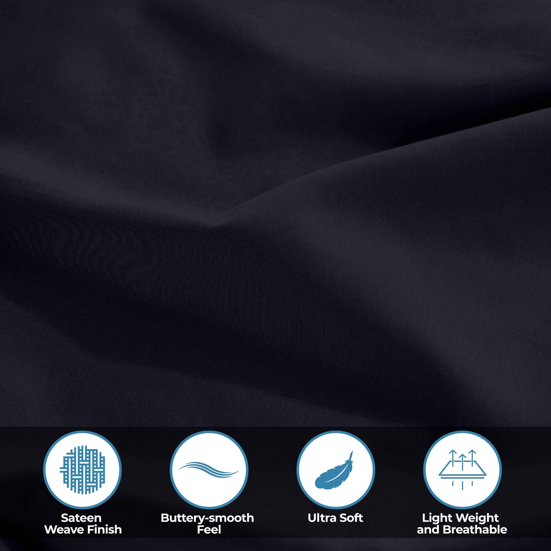 Egyptian Cotton 300 Thread Count Solid Deep Pocket Bed Sheet Set - NavyBlue