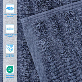 Mika Smart Twist Cotton Solid Textured Ribbed Face Towels, Set of 12