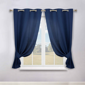 Classic Modern Solid Room Darkening Blackout Curtain Panels, Set of 2 - NavyBlue