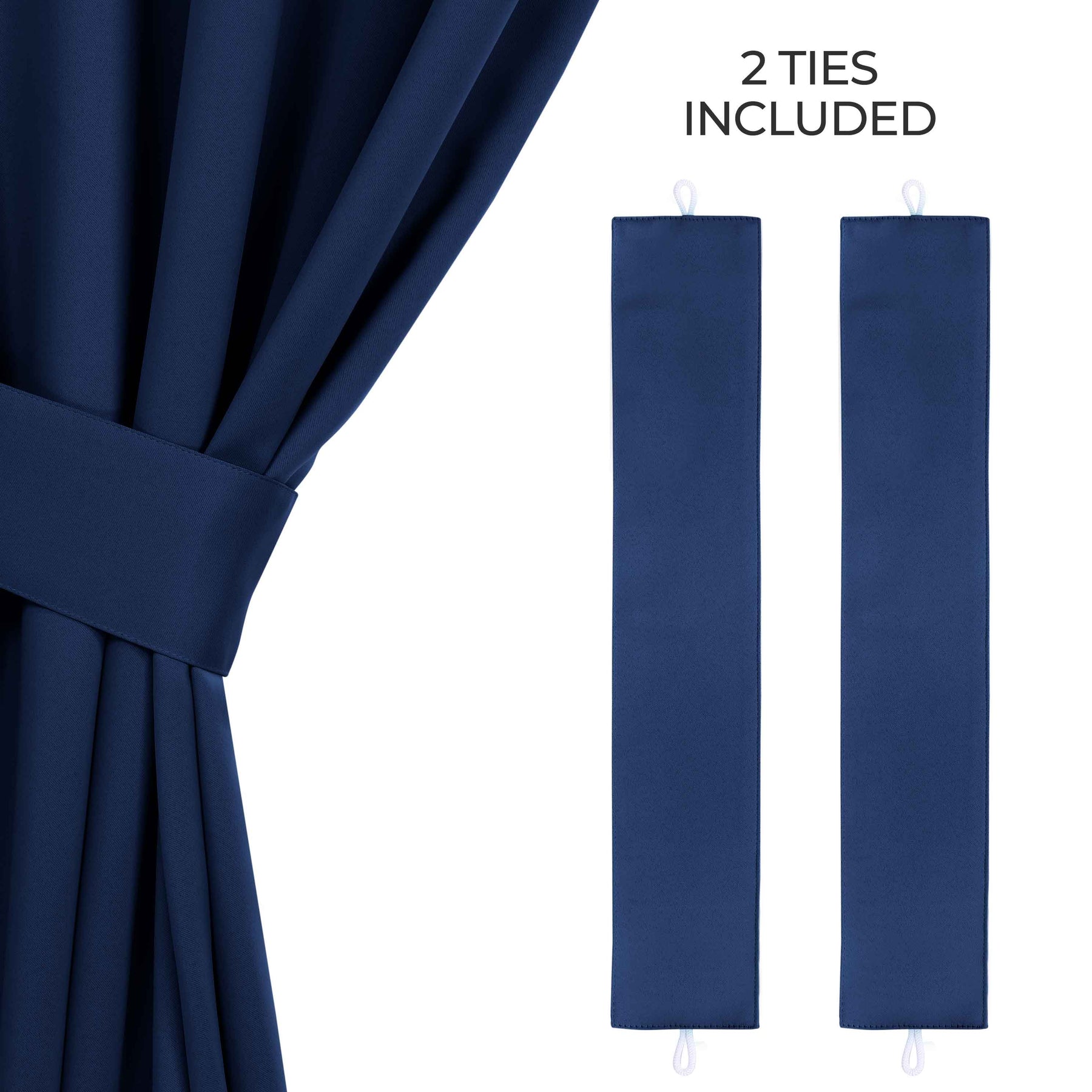 Classic Modern Solid Room Darkening Blackout Curtain Panels, Set of 2 - NavyBlue