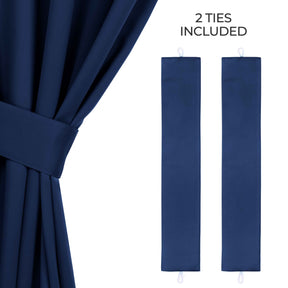 Classic Modern Solid Room Darkening Blackout Curtain Panels, Set of 2 - NavyBlue