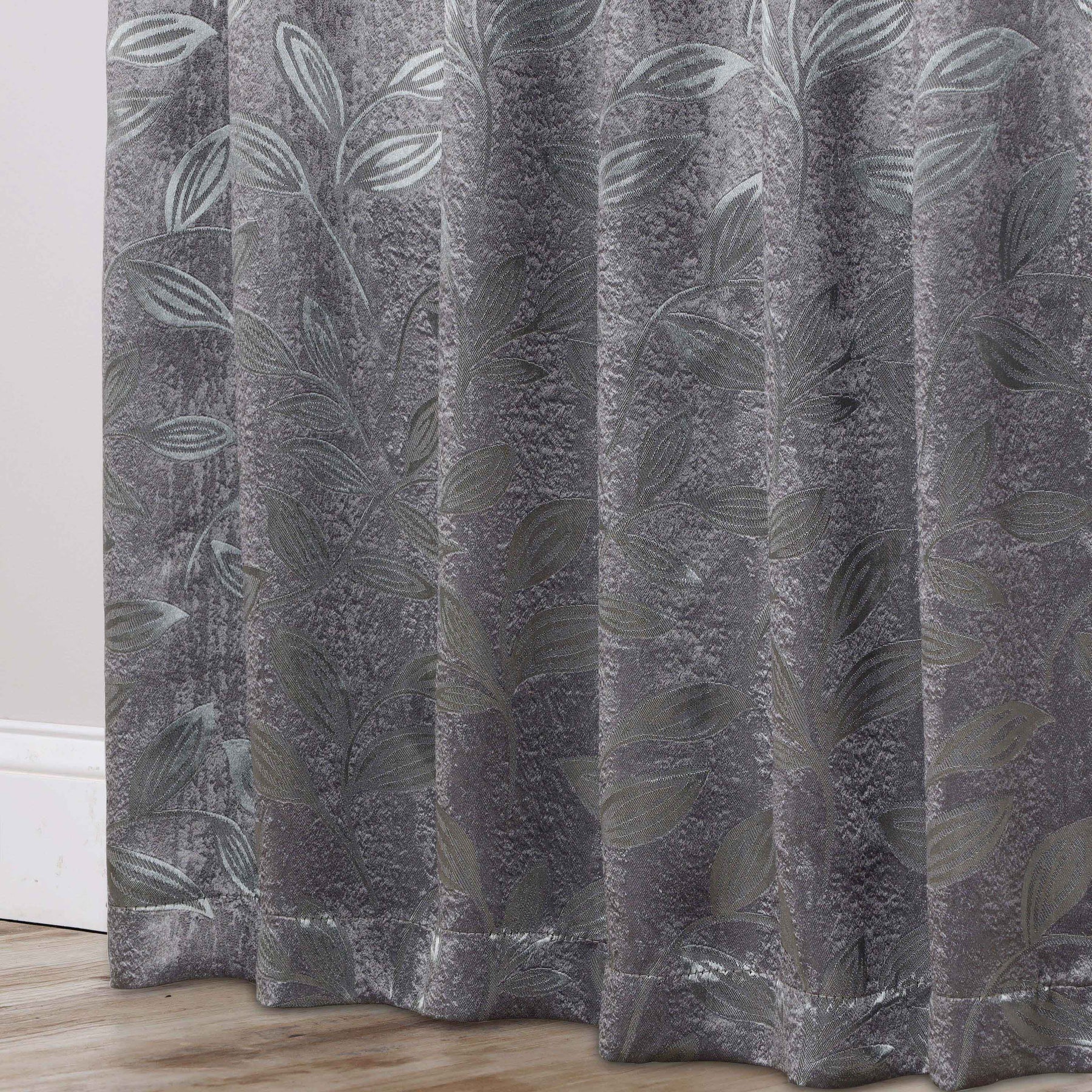 Leaves Room Darkening Washable Blackout Curtain Panels, Set of 2 - NavyBlue