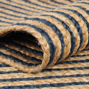 Braided Jute Reversible Round Indoor Outdoor Area Rug - NavyBlue