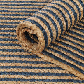 Braided Jute Reversible Round Indoor Outdoor Area Rug - NavyBlue