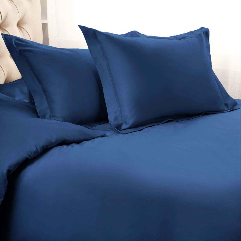 1200 Thread Count Egyptian Solid Cotton Duvet Cover Set - NavyBlue