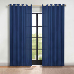 Classic Modern Solid Room Darkening Blackout Curtain Panels, Set of 2 - NavyBlue