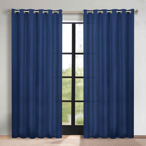 Classic Modern Solid Room Darkening Blackout Curtain Panels, Set of 2 - NavyBlue