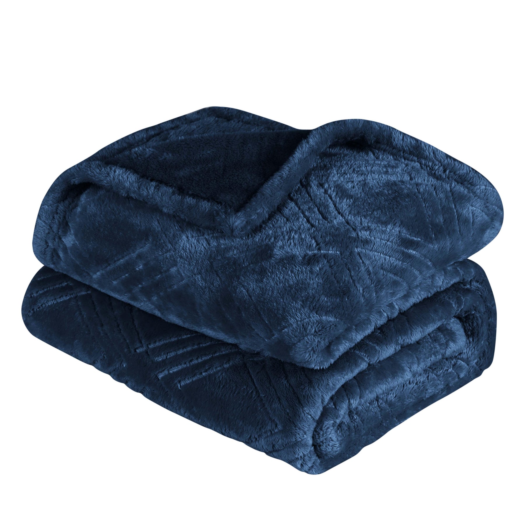 Alaska Diamond Fleece Plush Ultra-Soft Fluffy Blanket - NavyBlue