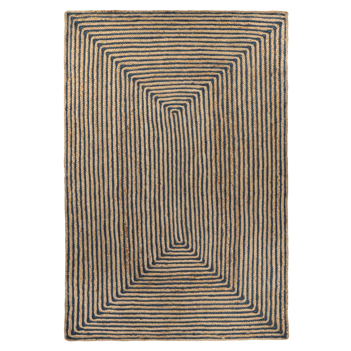 Braided Jute Reversible Round Indoor Outdoor Area Rug - NavyBlue