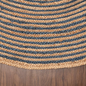 Braided Jute Reversible Round Indoor Outdoor Area Rug - NavyBlue