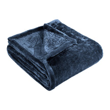 Fleece Plush Medium Weight Fluffy Soft Solid Decorative Blanket - NavyBlue