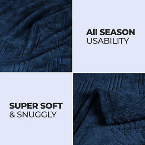 Alaska Diamond Fleece Plush Ultra-Soft Fluffy Blanket - NavyBlue