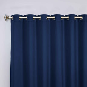 Classic Modern Solid Room Darkening Blackout Curtain Panels, Set of 2 - NavyBlue