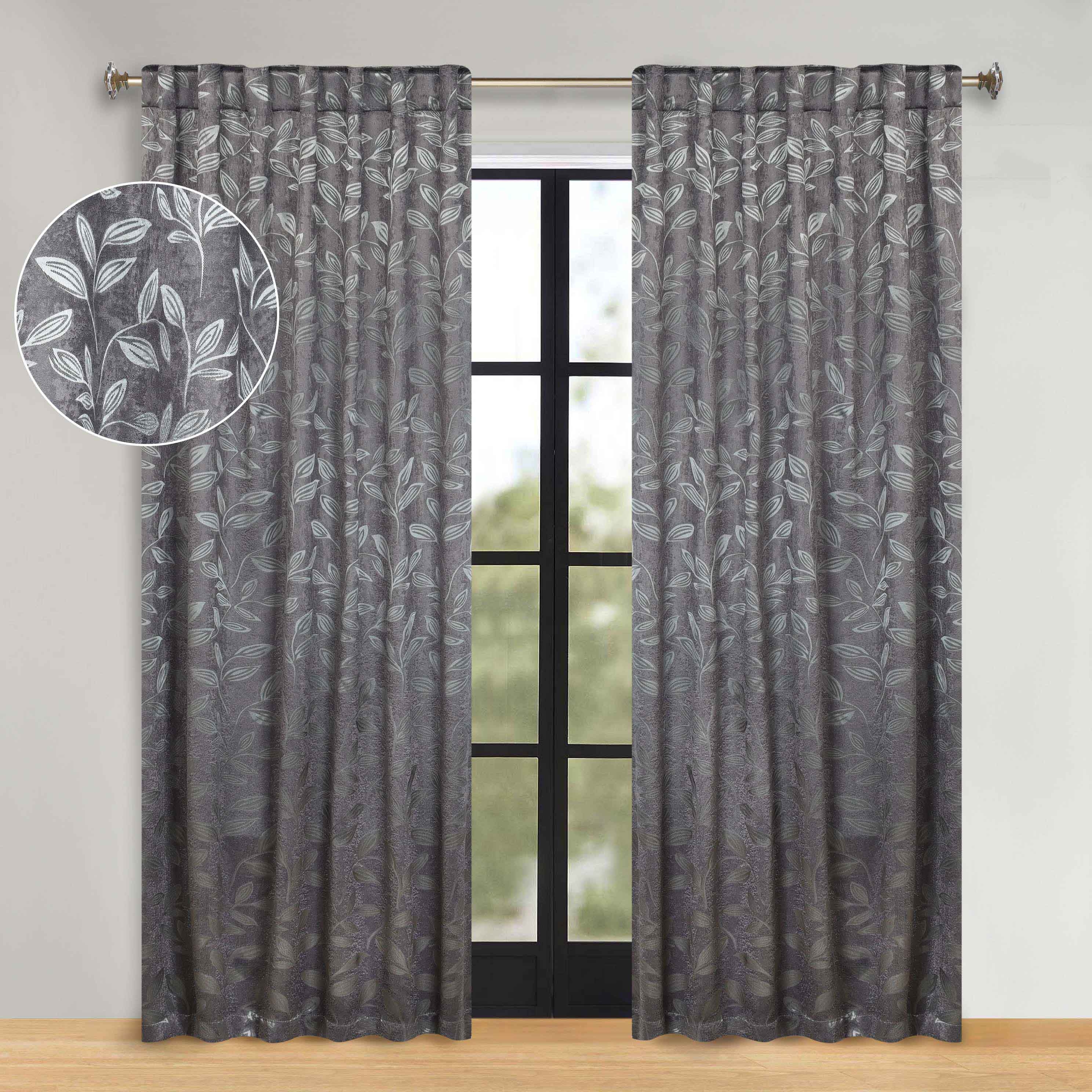 Leaves Room Darkening Back Tabs Blackout Curtain Panels, Set of 2 - Blackout Curtains by Superior