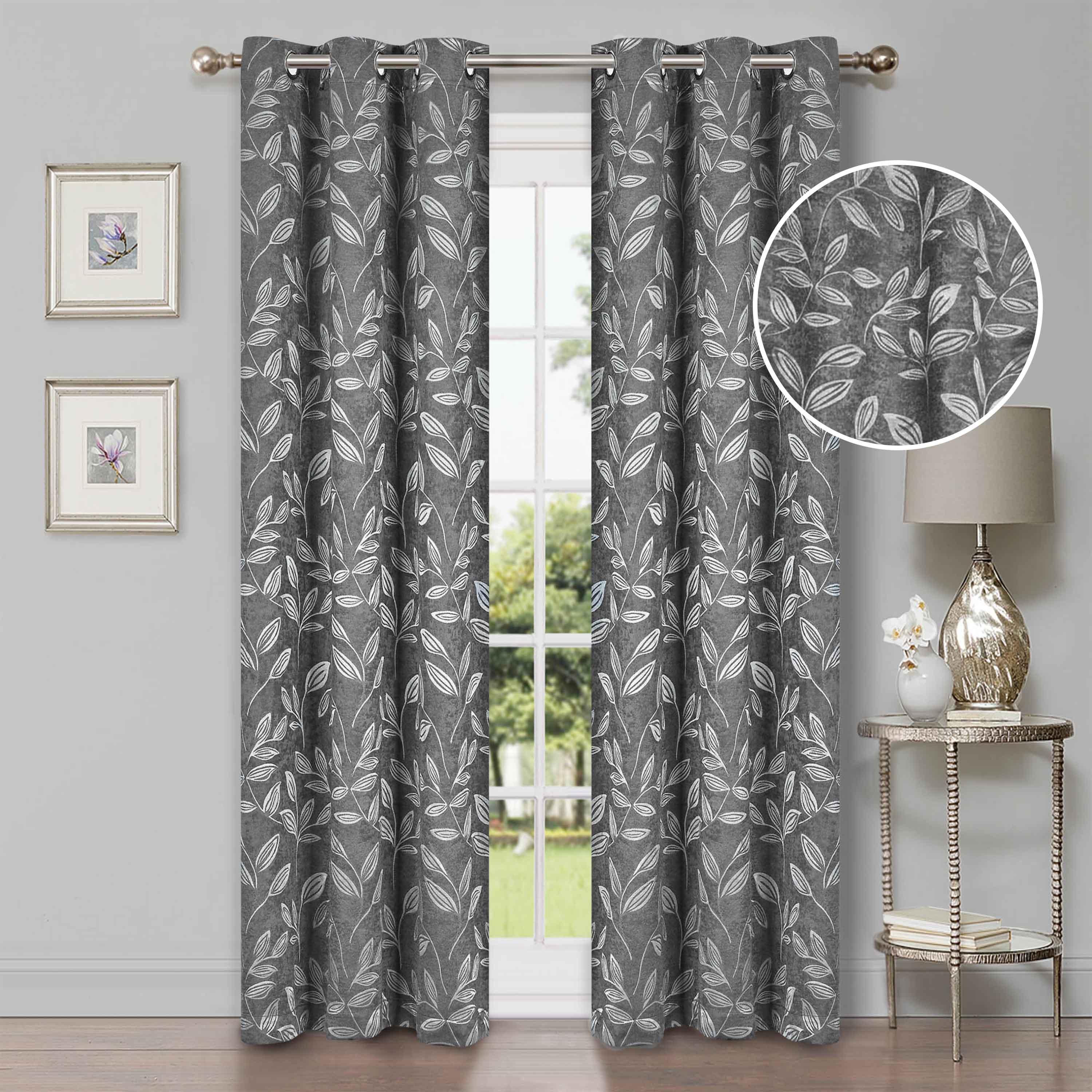 Leaves Machine Washable Room Darkening Blackout Curtains, Set of 2 - Blackout Curtains by Superior