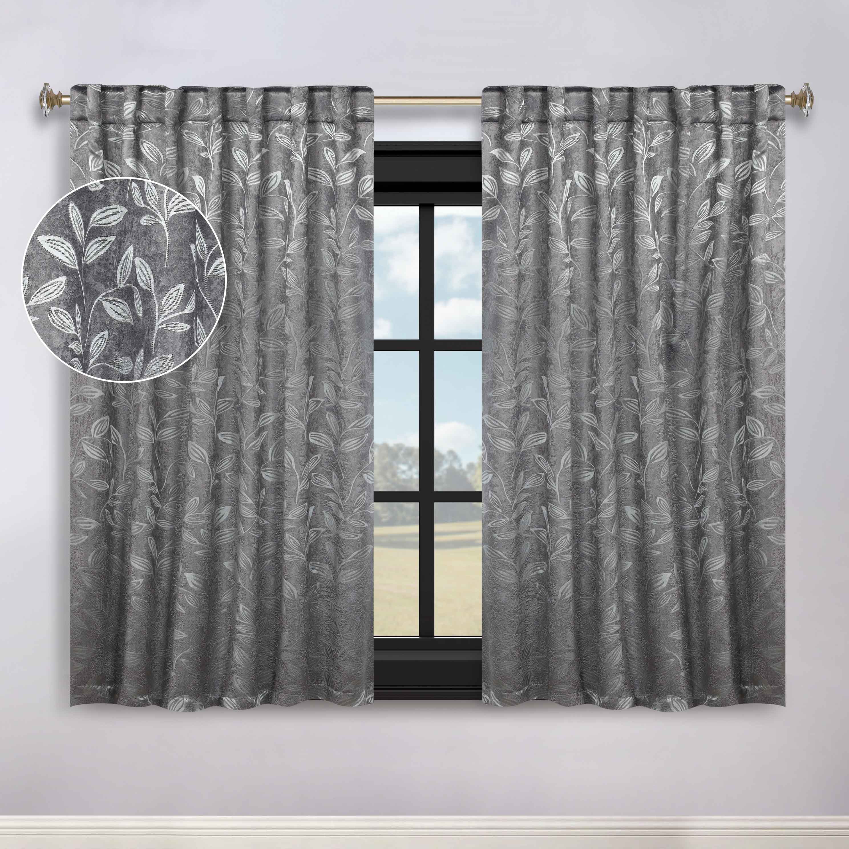 Leaves Room Darkening Back Tabs Blackout Curtain Panels, Set of 2 - Blackout Curtains by Superior