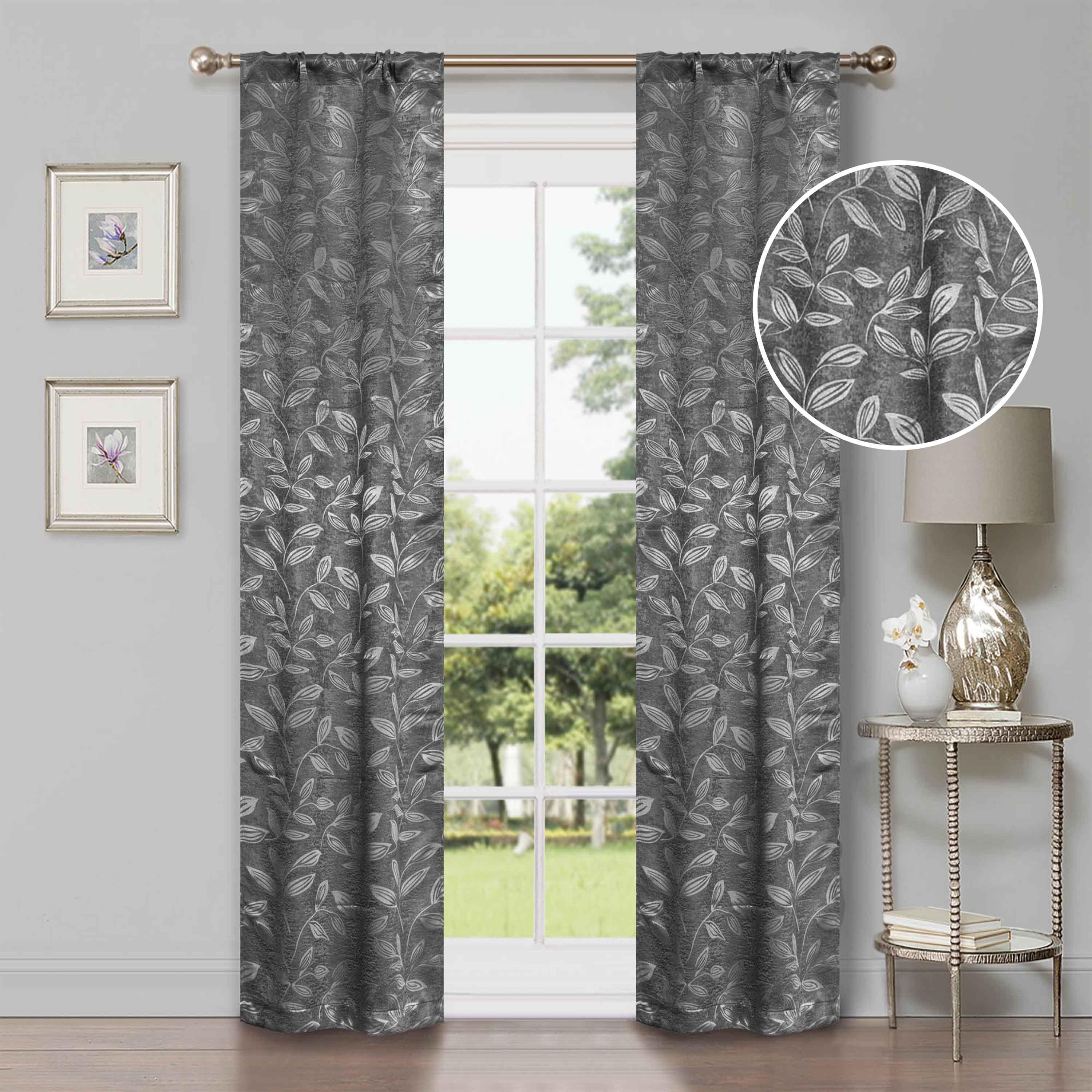 Leaves Machine Washable Room Darkening Blackout Curtains, Set of 2 - Blackout Curtains by Superior