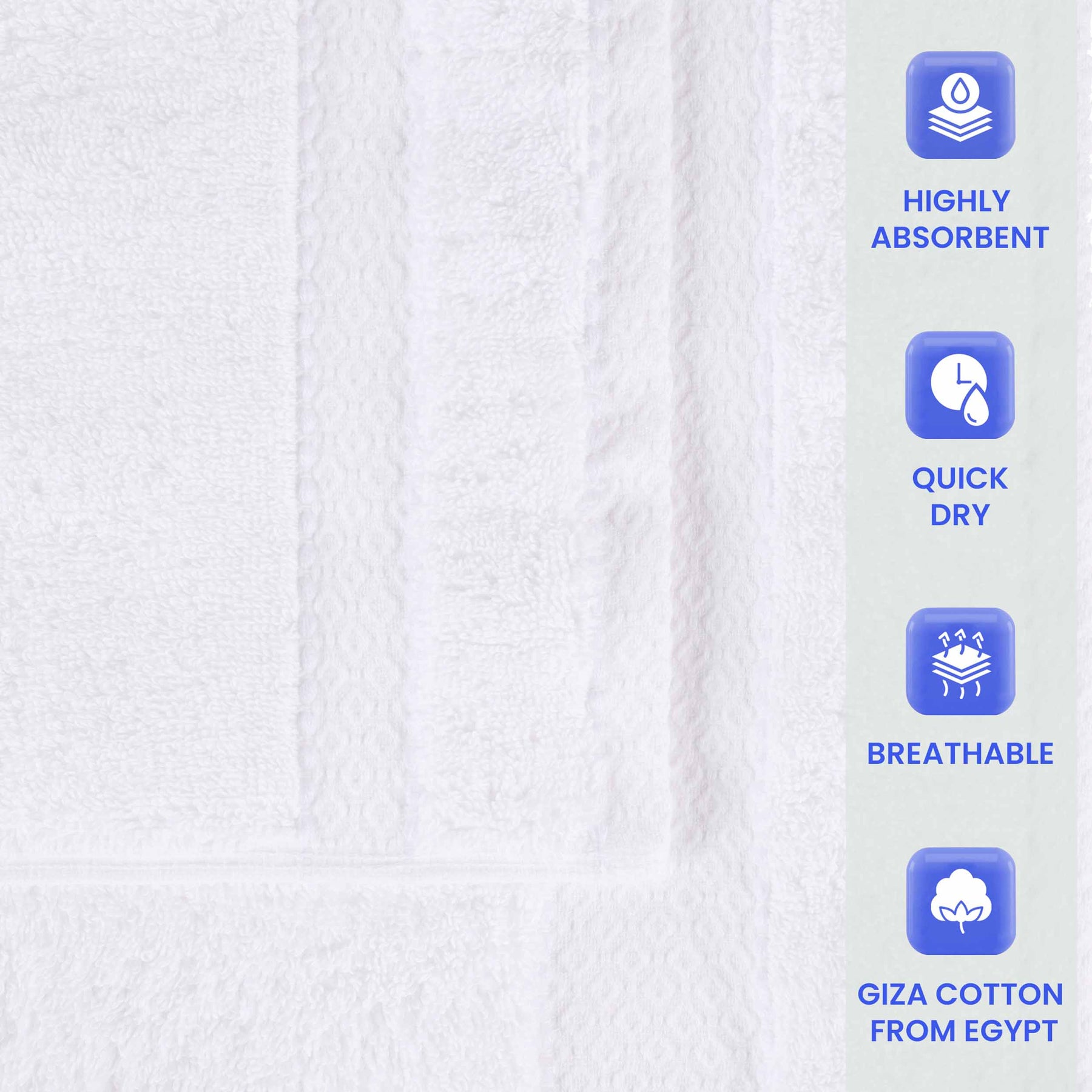 Superior Niles Egyptian Giza Cotton Dobby Ultra-Plush Absorbent Hand Towel Set of 6 - White